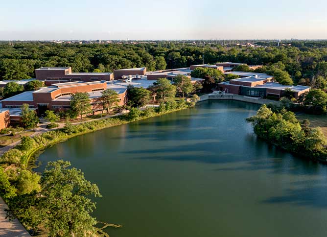 Aerial view from Lake Oakton