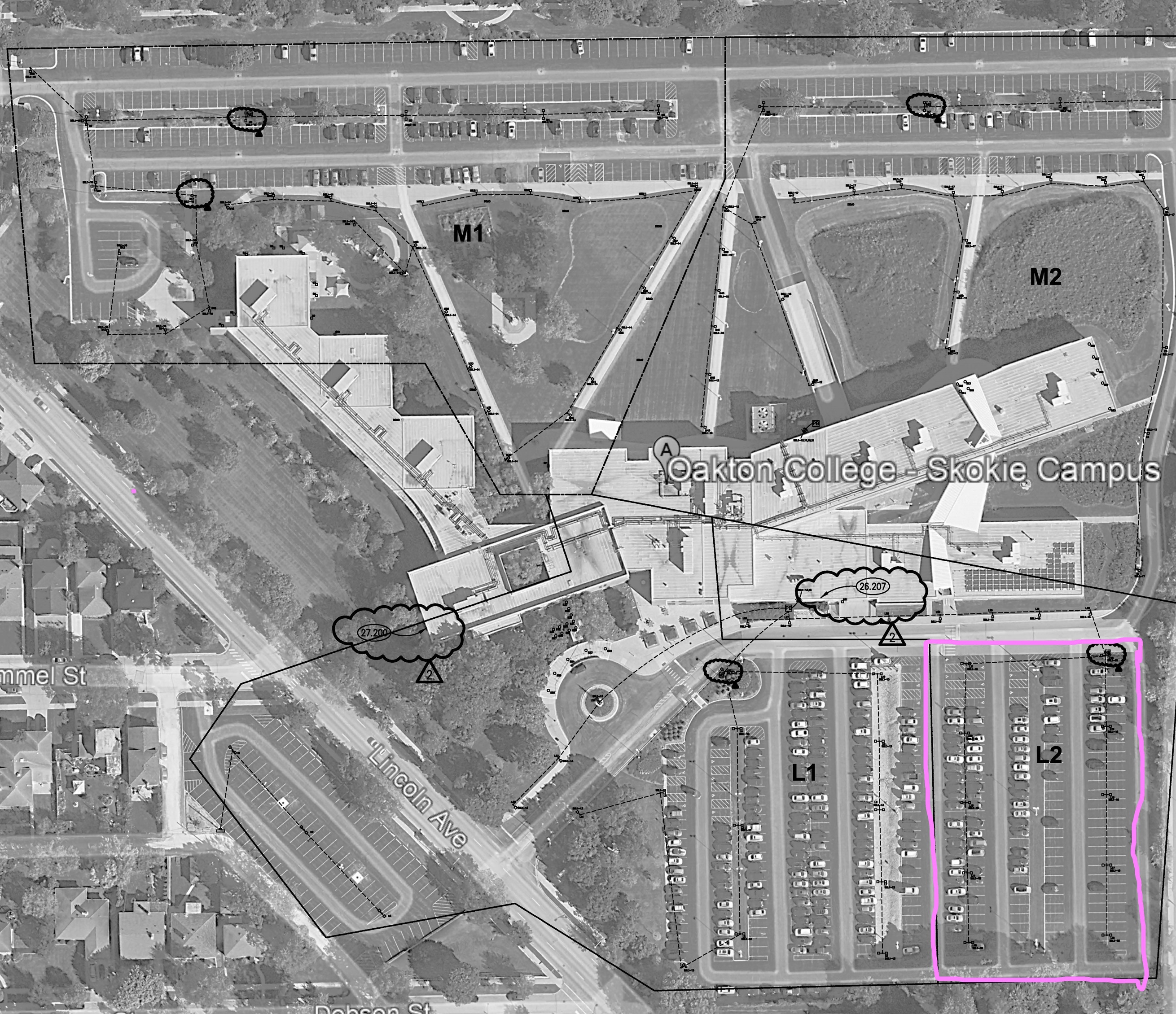 Aerial view of Skokie campus